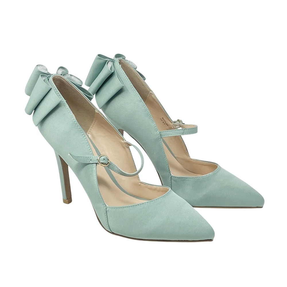 Madison by Shoe Dazzle Women's Sage Blue Matilda Heels Size 8.5 Wedding Spring